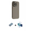 MARSİLYAN™- iPhone 13 Pro Max Kılıf Siluet Minimal Özel Seri - Siyah 3D Antistatik Cam Ekran Koruyucu + Shine Kamera Lens Koruma Cam - GI
