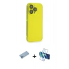 MARSİLYAN™- iPhone 13 Pro Max Kılıf Siluet Minimal Özel Seri - Siyah 3D Antistatik Cam Ekran Koruyucu + Shine Kamera Lens Koruma Cam - MI