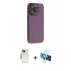 MARSİLYAN™- iPhone 13 Pro Max Kılıf Siluet Minimal Özel Seri - Siyah 3D Antistatik Cam Ekran Koruyucu + Shine Kamera Lens - GD