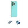 MARSİLYAN™- iPhone 13 Pro Max Kılıf Siluet Minimal Özel Seri - Siyah 3D Antistatik Cam Ekran Koruyucu + Shine Kamera Lens Koruma Cam - GI