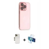 MARSİLYAN™- iPhone 13 Pro Max Kılıf Siluet Minimal Özel Seri - Siyah 3D Antistatik Cam Ekran Koruyucu + Shine Kamera Lens - GD