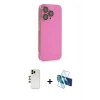 MARSİLYAN™- iPhone 13 Pro Max Kılıf Siluet Minimal Özel Seri - Siyah 3D Antistatik Cam Ekran Koruyucu + Shine Kamera Lens - GD