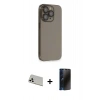 MARSİLYAN™- iPhone 13 Pro Max Kılıf Siluet Minimal Özel Seri - Siyah 3D Antistatik Hayalet Cam Ekran Koruyucu + Rainbow Kamera Lens Koruma Cam - BZ