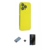 MARSİLYAN™- iPhone 13 Pro Max Kılıf Siluet Minimal Özel Seri - Siyah 3D Antistatik Hayalet Cam Ekran Koruyucu + Shine Kamera Lens Koruma Cam - GI