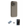 MARSİLYAN™- iPhone 13 Pro Max Kılıf Siluet Minimal Özel Seri - Siyah 3D Antistatik Hayalet Cam Ekran Koruyucu + Shine Kamera Lens Koruma Cam - PE