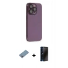 MARSİLYAN™- iPhone 13 Pro Max Kılıf Siluet Minimal Özel Seri - Siyah 3D Antistatik Hayalet Cam Ekran Koruyucu + Shine Kamera Lens Koruma Cam - GI