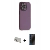 MARSİLYAN™- iPhone 13 Pro Max Kılıf Siluet Minimal Özel Seri - Siyah 3D Antistatik Hayalet Cam Ekran Koruyucu + Rainbow Kamera Lens Koruma Cam - BZ