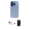 MARSİLYAN™- iPhone 13 Pro Max Kılıf Siluet Minimal Özel Seri - Siyah 3D Antistatik Hayalet Cam Ekran Koruyucu + Pers Alüminyum Kamera Lens - SABE