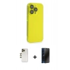 MARSİLYAN™- iPhone 13 Pro Max Kılıf Siluet Minimal Özel Seri - Siyah 3D Antistatik Hayalet Cam Ekran Koruyucu + Shine Kamera Lens - GD