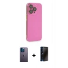 MARSİLYAN™- iPhone 13 Pro Max Kılıf Siluet Minimal Özel Seri - Siyah 3D Antistatik Hayalet Cam Ekran Koruyucu + Neon Fosforlu Kamera Lens - MI