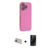 MARSİLYAN™- iPhone 13 Pro Max Kılıf Siluet Minimal Özel Seri - Siyah 3D Antistatik Hayalet Cam Ekran Koruyucu + Rainbow Kamera Lens Koruma Cam - BZ