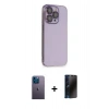 MARSİLYAN™- iPhone 13 Pro Max Kılıf Siluet Minimal Özel Seri - Siyah 3D Antistatik Hayalet Cam Ekran Koruyucu + Neon Fosforlu Kamera Lens - MI