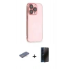 MARSİLYAN™- iPhone 13 Pro Max Kılıf Siluet Minimal Özel Seri - Siyah 3D Antistatik Hayalet Cam Ekran Koruyucu + Renkli Kamera Lens Koruma Cam - MI