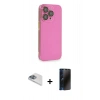 MARSİLYAN™- iPhone 13 Pro Max Kılıf Siluet Minimal Özel Seri - Siyah 3D Antistatik Hayalet Cam Ekran Koruyucu + Pers Alüminyum Kamera Lens - SABE