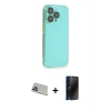 MARSİLYAN™- iPhone 13 Pro Max Kılıf Siluet Minimal Özel Seri - Siyah 3D Antistatik Hayalet Cam Ekran Koruyucu + Rainbow Kamera Lens Koruma Cam - MR