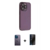 MARSİLYAN™- iPhone 13 Pro Max Kılıf Siluet Minimal Özel Seri - Siyah 3D Antistatik Hayalet Cam Ekran Koruyucu + Neon Fosforlu Kamera Lens - MI