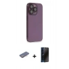 MARSİLYAN™- iPhone 13 Pro Max Kılıf Siluet Minimal Özel Seri - Siyah 3D Antistatik Hayalet Cam Ekran Koruyucu + Renkli Kamera Lens Koruma Cam - MI