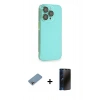 MARSİLYAN™- iPhone 13 Pro Max Kılıf Siluet Minimal Özel Seri - Siyah 3D Antistatik Hayalet Cam Ekran Koruyucu + Shine Kamera Lens Koruma Cam - GI