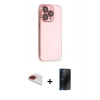 MARSİLYAN™- iPhone 13 Pro Max Kılıf Siluet Minimal Özel Seri - Siyah 3D Antistatik Hayalet Cam Ekran Koruyucu + Pers Alüminyum Kamera Lens - KI