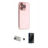MARSİLYAN™- iPhone 13 Pro Max Kılıf Siluet Minimal Özel Seri - Siyah 3D Antistatik Hayalet Cam Ekran Koruyucu + Rainbow Kamera Lens Koruma Cam - MR