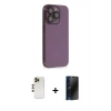 MARSİLYAN™- iPhone 13 Pro Max Kılıf Siluet Minimal Özel Seri - Siyah 3D Antistatik Hayalet Cam Ekran Koruyucu + Shine Kamera Lens - GD