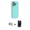 MARSİLYAN™- iPhone 13 Pro Max Kılıf Siluet Minimal Özel Seri - Siyah 3D Antistatik Hayalet Cam Ekran Koruyucu + Rainbow Kamera Lens Koruma Cam - BZ