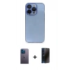MARSİLYAN™- iPhone 13 Pro Max Kılıf Siluet Minimal Özel Seri - Siyah 3D Antistatik Hayalet Cam Ekran Koruyucu + Neon Fosforlu Kamera Lens - MI