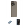 MARSİLYAN™- iPhone 13 Pro Max Kılıf Siluet Minimal Özel Seri - Siyah 3D Antistatik Hayalet Cam Ekran Koruyucu + Shine Kamera Lens Koruma Cam - GI