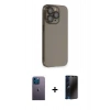 MARSİLYAN™- iPhone 13 Pro Max Kılıf Siluet Minimal Özel Seri - Siyah 3D Antistatik Hayalet Cam Ekran Koruyucu + Neon Fosforlu Kamera Lens - MI