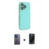 MARSİLYAN™- iPhone 13 Pro Max Kılıf Siluet Minimal Özel Seri - Siyah 3D Antistatik Hayalet Cam Ekran Koruyucu + Neon Fosforlu Kamera Lens - MI