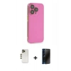 MARSİLYAN™- iPhone 13 Pro Max Kılıf Siluet Minimal Özel Seri - Siyah 3D Antistatik Hayalet Cam Ekran Koruyucu + Shine Kamera Lens - GD
