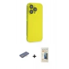 MARSİLYAN™- iPhone 13 Pro Max Kılıf Siluet Minimal Özel Seri - Siyah 6D Mat Seramik Hayalet Nano Ekran Koruyucu + Renkli Kamera Lens Koruma Cam - MI