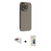 MARSİLYAN™- iPhone 13 Pro Max Kılıf Siluet Minimal Özel Seri - Siyah 6D Mat Seramik Hayalet Nano Ekran Koruyucu + Gold Pers Alüminyum Kamera Lens