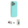 MARSİLYAN™- iPhone 13 Pro Max Kılıf Siluet Minimal Özel Seri - Siyah 6D Mat Seramik Hayalet Nano Ekran Koruyucu + Kırmızı Rainbow Kamera Lens Koruma Cam