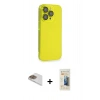 MARSİLYAN™- iPhone 13 Pro Max Kılıf Siluet Minimal Özel Seri - Siyah 6D Mat Seramik Hayalet Nano Ekran Koruyucu + Gold Pers Alüminyum Kamera Lens