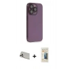 MARSİLYAN™- iPhone 13 Pro Max Kılıf Siluet Minimal Özel Seri - Siyah 6D Mat Seramik Hayalet Nano Ekran Koruyucu + Beyaz Rainbow Kamera Lens Koruma Cam