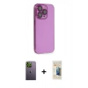 MARSİLYAN™- iPhone 13 Pro Max Kılıf Siluet Minimal Özel Seri - Siyah 6D Mat Seramik Hayalet Nano Ekran Koruyucu + Neon Fosforlu Kamera Lens - YL