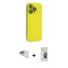 MARSİLYAN™- iPhone 13 Pro Max Kılıf Siluet Minimal Özel Seri - Siyah 6D Mat Seramik Hayalet Nano Ekran Koruyucu + Pers Alüminyum Kamera Lens - SABE