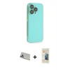 MARSİLYAN™- iPhone 13 Pro Max Kılıf Siluet Minimal Özel Seri - Siyah 6D Mat Seramik Hayalet Nano Ekran Koruyucu + Beyaz Rainbow Kamera Lens Koruma Cam