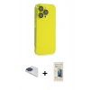 MARSİLYAN™- iPhone 13 Pro Max Kılıf Siluet Minimal Özel Seri - Siyah 6D Mat Seramik Hayalet Nano Ekran Koruyucu + Pers Alüminyum Kamera Lens - LT