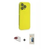 MARSİLYAN™- iPhone 13 Pro Max Kılıf Siluet Minimal Özel Seri - Siyah 6D Mat Seramik Hayalet Nano Ekran Koruyucu + Pers Alüminyum Kamera Lens - KI