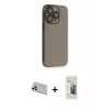 MARSİLYAN™- iPhone 13 Pro Max Kılıf Siluet Minimal Özel Seri - Siyah 6D Mat Seramik Hayalet Nano Ekran Koruyucu + Beyaz Rainbow Kamera Lens Koruma Cam