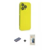 MARSİLYAN™- iPhone 13 Pro Max Kılıf Siluet Minimal Özel Seri - Siyah 6D Mat Seramik Hayalet Nano Ekran Koruyucu + Renkli Kamera Lens Koruma Cam - PE