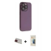 MARSİLYAN™- iPhone 13 Pro Max Kılıf Siluet Minimal Özel Seri - Siyah 6D Mat Seramik Hayalet Nano Ekran Koruyucu + Kırmızı Rainbow Kamera Lens Koruma Cam