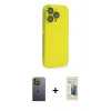 MARSİLYAN™- iPhone 13 Pro Max Kılıf Siluet Minimal Özel Seri - Siyah 6D Mat Seramik Hayalet Nano Ekran Koruyucu + Neon Fosforlu Kamera Lens - YL