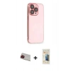 MARSİLYAN™- iPhone 13 Pro Max Kılıf Siluet Minimal Özel Seri - Siyah 6D Mat Seramik Hayalet Nano Ekran Koruyucu + Kırmızı Rainbow Kamera Lens Koruma Cam