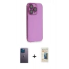 MARSİLYAN™- iPhone 13 Pro Max Kılıf Siluet Minimal Özel Seri - Siyah 6D Mat Seramik Hayalet Nano Ekran Koruyucu + Neon Fosforlu Kamera Lens - MI