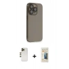 MARSİLYAN™- iPhone 13 Pro Max Kılıf Siluet Minimal Özel Seri - Siyah 6D Mat Seramik Hayalet Nano Ekran Koruyucu + Shine Kamera Lens - GD