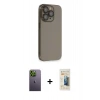 MARSİLYAN™- iPhone 13 Pro Max Kılıf Siluet Minimal Özel Seri - Siyah 6D Mat Seramik Hayalet Nano Ekran Koruyucu + Neon Fosforlu Kamera Lens - YL