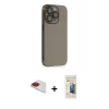 MARSİLYAN™- iPhone 13 Pro Max Kılıf Siluet Minimal Özel Seri - Siyah 6D Mat Seramik Hayalet Nano Ekran Koruyucu + Pers Alüminyum Kamera Lens - KI